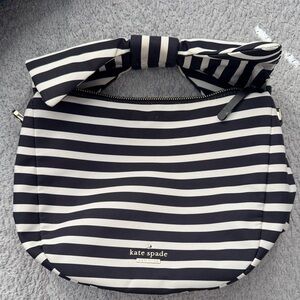 Kate Spade Black and Cream Striped Shoulder Bag
